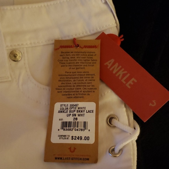 NWT TRUE RELIGION SUPER SKINNY LACE UP ANKLE JEAN - Picture 5 of 6